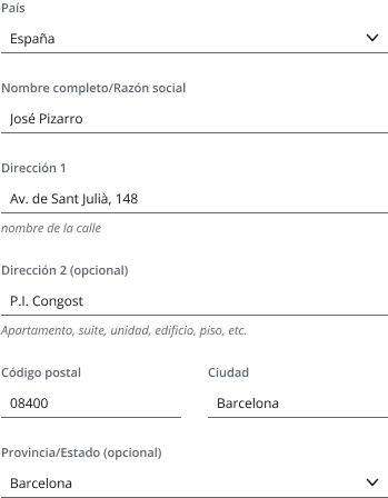 Example showing Dynamic template with Spain selected