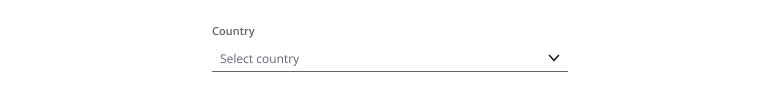 Example showing a Select country dropdown